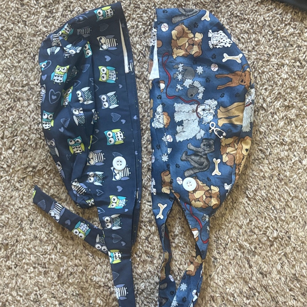 Set of Two Animal Print Scrub Caps